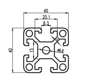 Профиль Алюминевый, Евростандарт 40x40мм Оксидированный