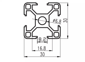 Профиль Алюминевый, Евростандарт 30x30мм Оксидированный