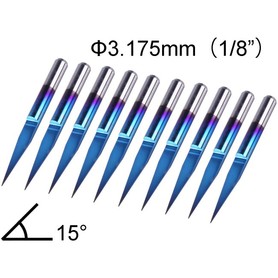 Фреза гравировальная 15 градусов лезвие 0.1 мм (TiAlN) пирамида (Engraving bit 15х0.1)